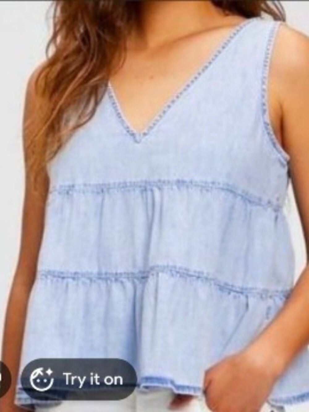 NWT 100% Organic Cotton Denim Tiered Tank Top
